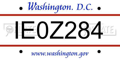 IE0Z284 District Of Columbia License Plate