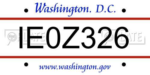 IE0Z326 District Of Columbia License Plate
