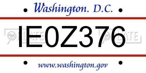 IE0Z376 District Of Columbia License Plate