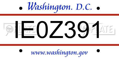 IE0Z391 District Of Columbia License Plate
