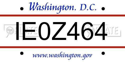 IE0Z464 District Of Columbia License Plate