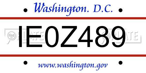IE0Z489 District Of Columbia License Plate