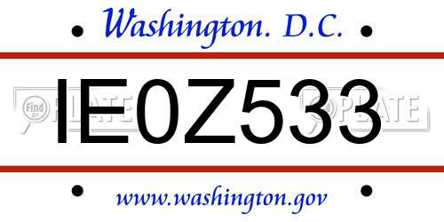 IE0Z533 District Of Columbia License Plate