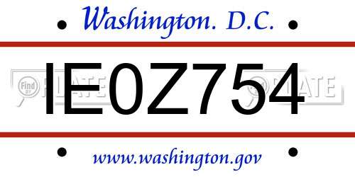 IE0Z754 District Of Columbia License Plate