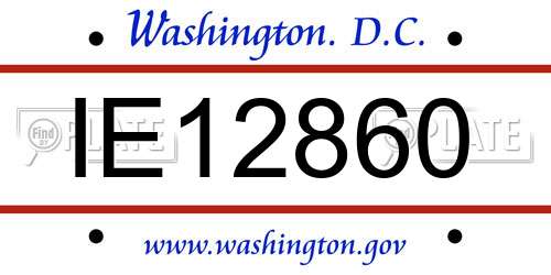 IE12860 District Of Columbia License Plate