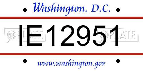 IE12951 District Of Columbia License Plate