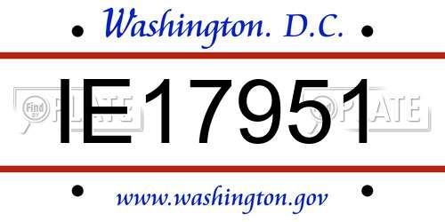 IE17951 District Of Columbia License Plate