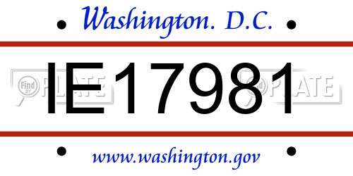 IE17981 District Of Columbia License Plate