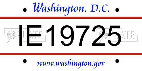 IE19725 District Of Columbia License Plate