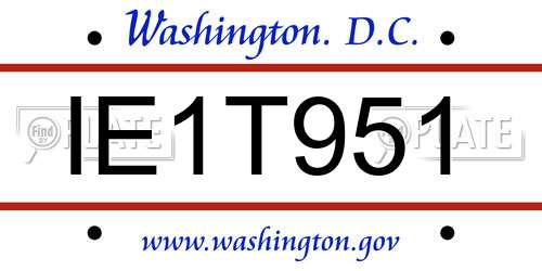 IE1T951 District Of Columbia License Plate