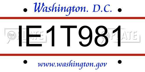 IE1T981 District Of Columbia License Plate
