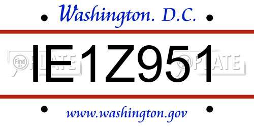 IE1Z951 District Of Columbia License Plate