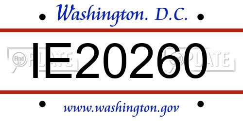 IE20260 District Of Columbia License Plate