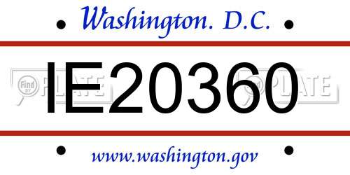 IE20360 District Of Columbia License Plate