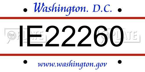 IE22260 District Of Columbia License Plate