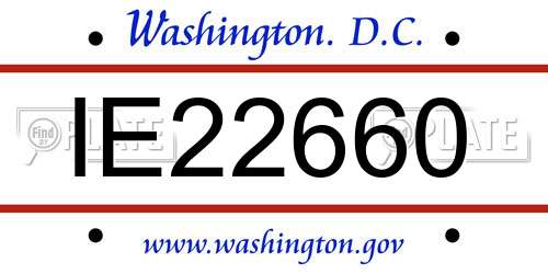 IE22660 District Of Columbia License Plate