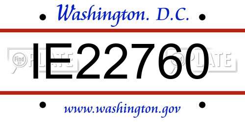 IE22760 District Of Columbia License Plate