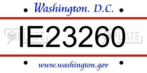 IE23260 District Of Columbia License Plate