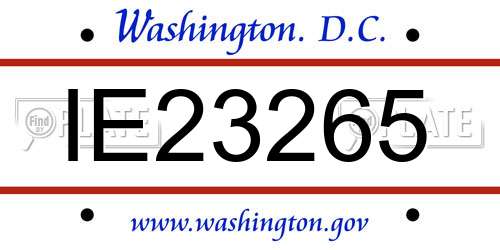 IE23265 District Of Columbia License Plate