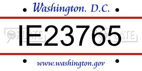 IE23765 District Of Columbia License Plate