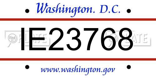 IE23768 District Of Columbia License Plate