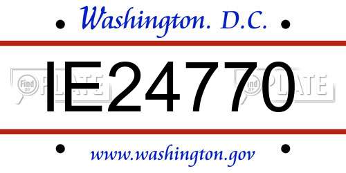 IE24770 District Of Columbia License Plate