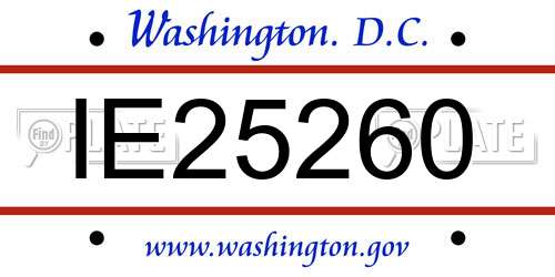IE25260 District Of Columbia License Plate