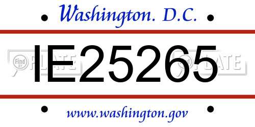 IE25265 District Of Columbia License Plate