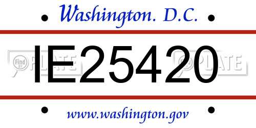 IE25420 District Of Columbia License Plate