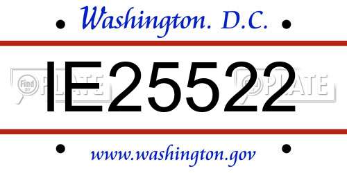 IE25522 District Of Columbia License Plate