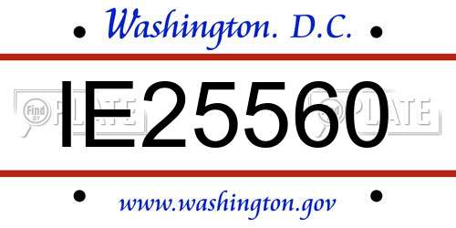 IE25560 District Of Columbia License Plate