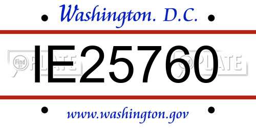 IE25760 District Of Columbia License Plate