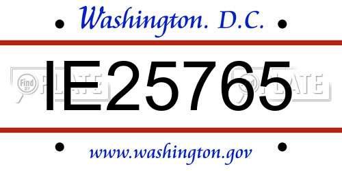 IE25765 District Of Columbia License Plate