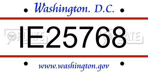 IE25768 District Of Columbia License Plate