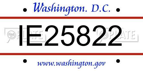 IE25822 District Of Columbia License Plate