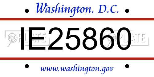IE25860 District Of Columbia License Plate