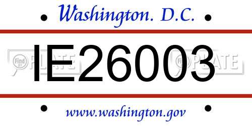 IE26003 District Of Columbia License Plate