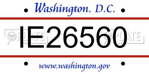 IE26560 District Of Columbia License Plate