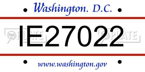 IE27022 District Of Columbia License Plate