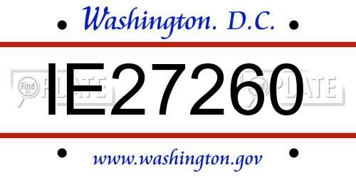 IE27260 District Of Columbia License Plate