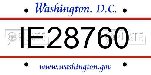 IE28760 District Of Columbia License Plate