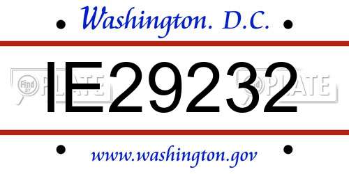 IE29232 District Of Columbia License Plate