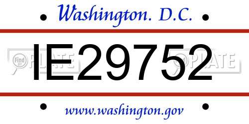 IE29752 District Of Columbia License Plate
