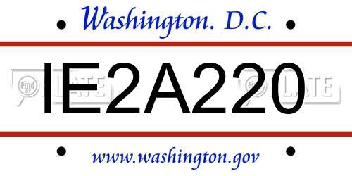 IE2A220 District Of Columbia License Plate