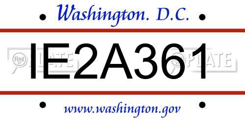 IE2A361 District Of Columbia License Plate