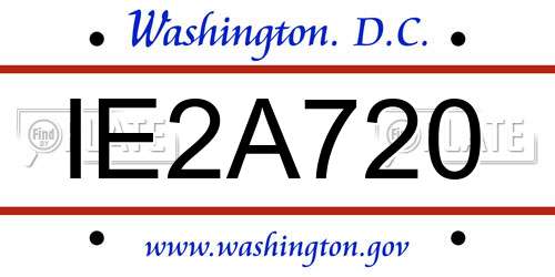 IE2A720 District Of Columbia License Plate