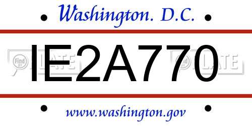 IE2A770 District Of Columbia License Plate