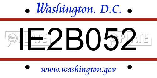 IE2B052 District Of Columbia License Plate