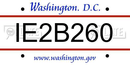 IE2B260 District Of Columbia License Plate