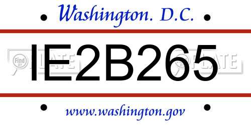 IE2B265 District Of Columbia License Plate